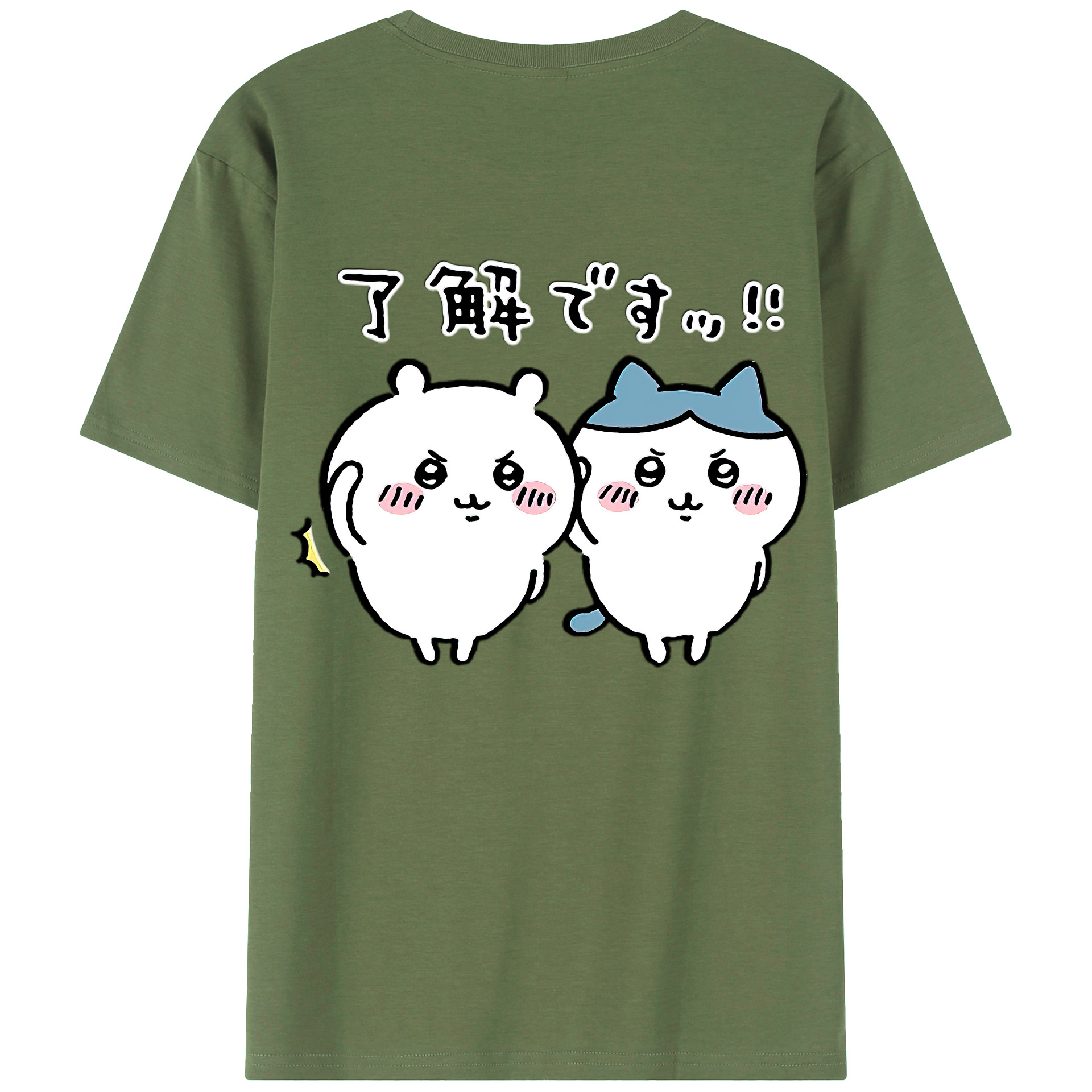 （画像用） ちいかわ ハチワレ Chii-kawa hachiware 綿100％ メンズ半袖Tシャツ（バックプリント） 通気性